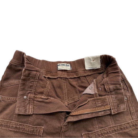 Free People New School Relaxed Cargo Jeans Pants Womens Sz Small Brown - Picture 9 of 9